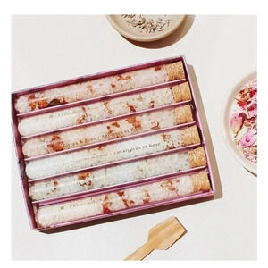 6 PC Bath Salts With Rose Pedals MEASURABLE DIFFERENCE soak relax soothing